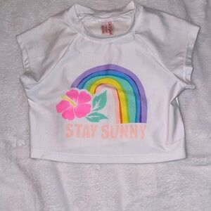 Cat & Jack White Tee with Rainbow and Flower